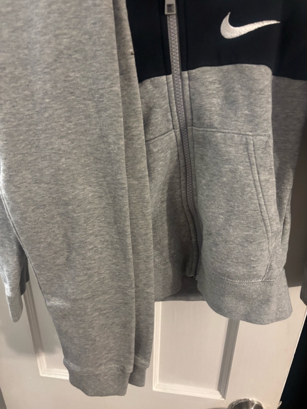 Nike Grey and Black Zip Hoodie with White Swooshes - Picture 2 of 8